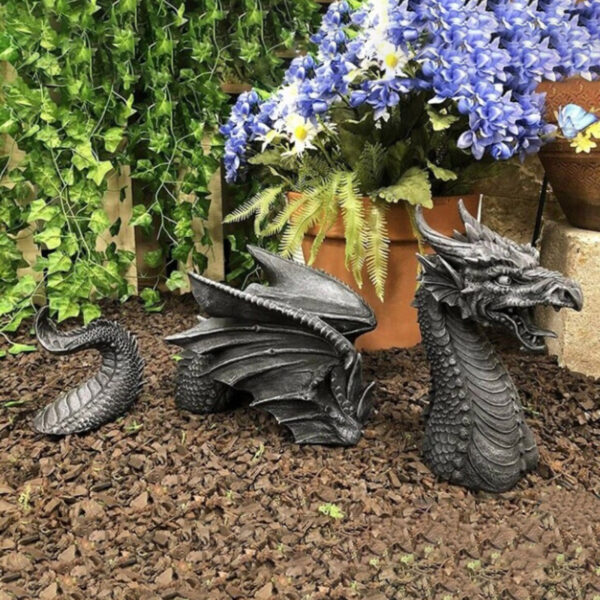 Large Dragon Gothic Garden Decor Statue Castle Moat Lawn Statue Garden Sculptures & Statues Funny Yard Garden Outdoor Figurine - Image 5